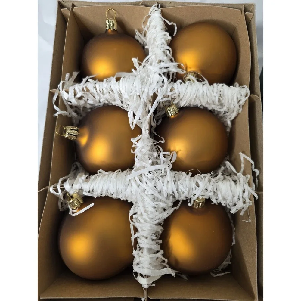 6 Glass Christmas Ornaments Natural Spirit Of Winter Smith & Hawken Germany NIB